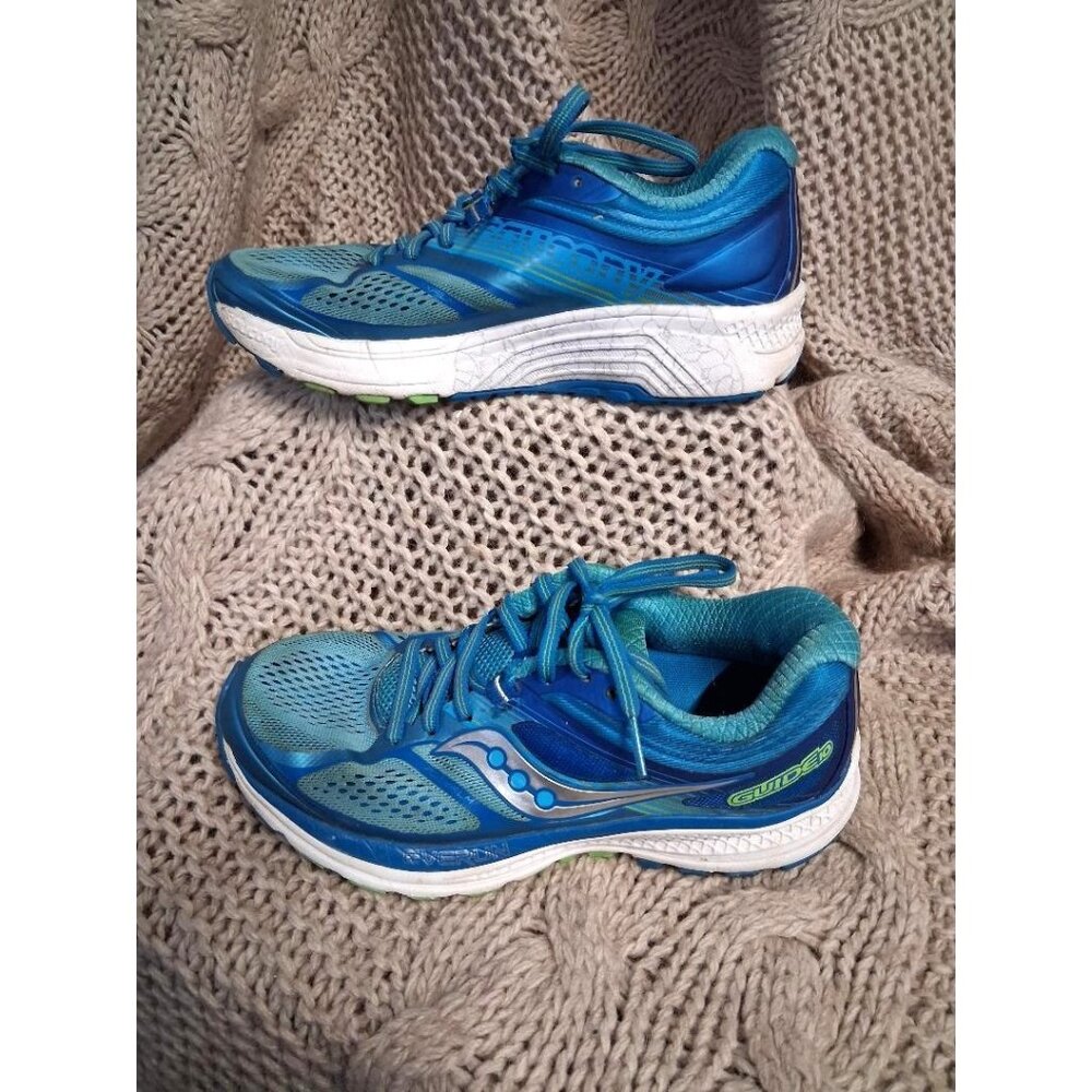 Saucony Guide 10 Womens Running Shoes Size 7 Blue Mesh Lightweight Cushioning Du